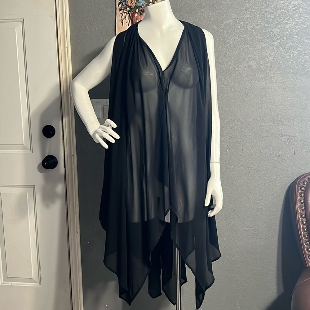 ADORE   Womens  dress Black
Sleeveless with V-Neck.  Transparent Size S